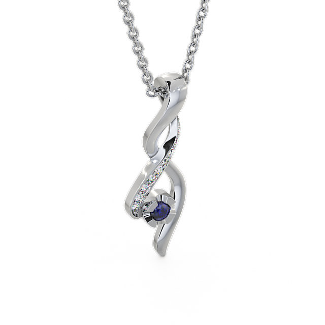 Drop Style Blue Sapphire and Diamond 0.14ct Pendant 18K White Gold - Kinloch PNT47GEM_WG_BS_THUMB2