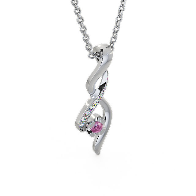 Drop Style Pink Sapphire and Diamond 0.14ct Pendant 18K White Gold - Kinloch PNT47GEM_WG_PS_THUMB2