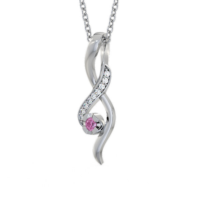 Drop Style Pink Sapphire and Diamond 0.14ct Pendant 18K White Gold - Kinloch PNT47GEM_WG_PS_THUMB2