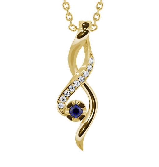  Drop Style Blue Sapphire and Diamond 0.14ct Pendant 18K Yellow Gold - Kinloch PNT47GEM_YG_BS_THUMB2 