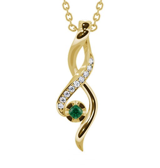  Drop Style Emerald and Diamond 0.12ct Pendant 18K Yellow Gold - Kinloch PNT47GEM_YG_EM_THUMB2 