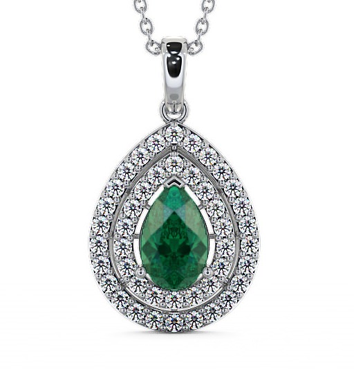  Halo Emerald and Diamond 1.24ct Pendant 18K White Gold - Aviemore PNT4GEM_WG_EM_THUMB2 