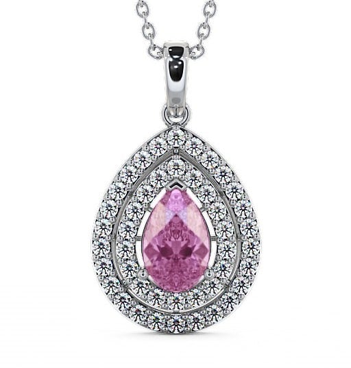  Halo Pink Sapphire and Diamond 1.44ct Pendant 18K White Gold - Aviemore PNT4GEM_WG_PS_THUMB2 