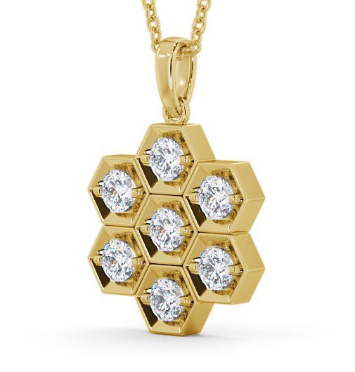Drop Round Diamond Pendant 18K Yellow Gold - Laragh PNT52_YG_THUMB1