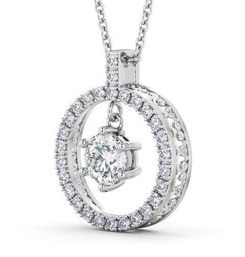 Circle Round Diamond Pendant 18K White Gold - Carey PNT5_WG_THUMB1