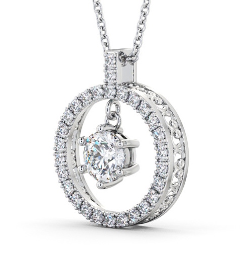  Circle Round Diamond Pendant 9K White Gold - Carey PNT5_WG_THUMB1 