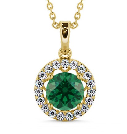  Halo Emerald and Diamond 1.18ct Pendant 18K Yellow Gold - Clara PNT6GEM_YG_EM_THUMB2 