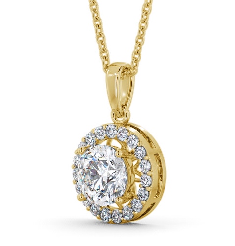  Halo Round Diamond Pendant 18K Yellow Gold - Clara PNT6_YG_THUMB1 