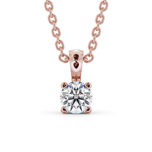 Round Solitaire Four Claw Stud Diamond Pendant 9K Rose Gold - Filby PNT79_RG_UP