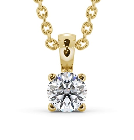  Round Solitaire Four Claw Stud Diamond Pendant 18K Yellow Gold - Filby PNT79_YG_THUMB2 