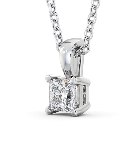 Princess Solitaire Four Claw Stud Diamond Pendant 18K White Gold - Langal PNT81_WG_THUMB1_1