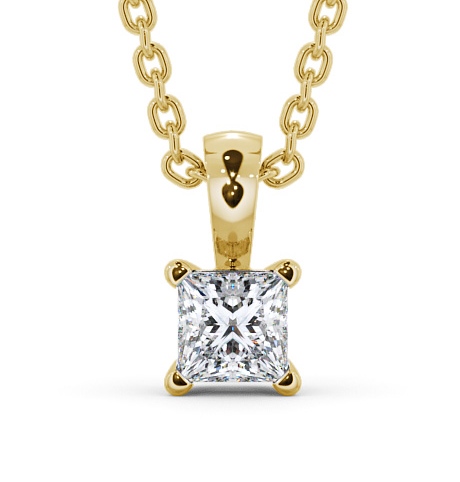  Princess Solitaire Four Claw Stud Diamond Pendant 18K Yellow Gold - Langal PNT81_YG_THUMB2_1 