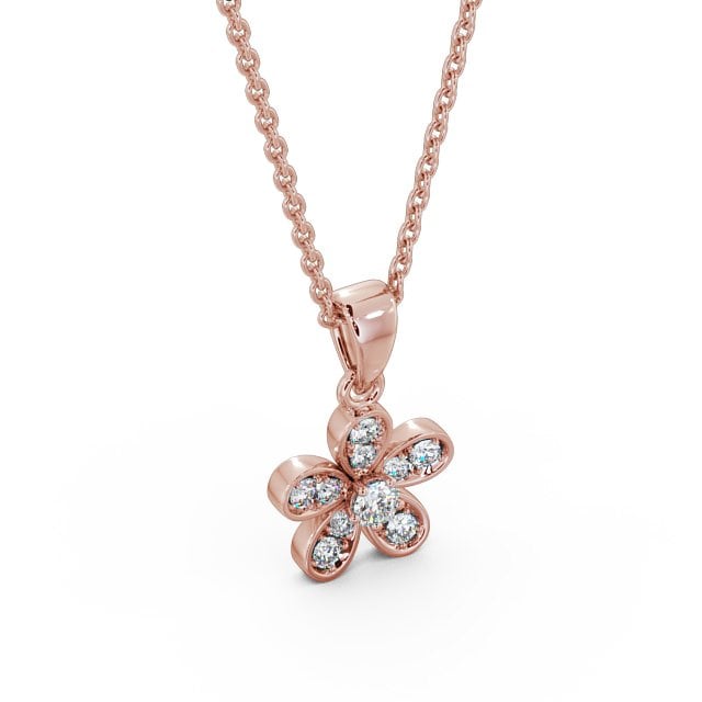 Floral Design Diamond Pendant 9K Rose Gold - Tosca PNT87_RG_FLAT