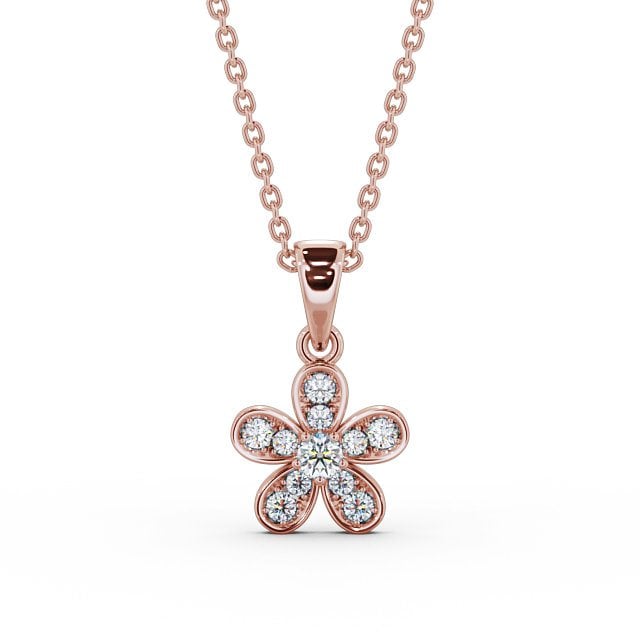 Floral Design Diamond Pendant 9K Rose Gold - Tosca PNT87_RG_UP