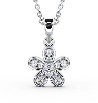  Floral Design Diamond Pendant 18K White Gold - Tosca PNT87_WG_THUMB2 