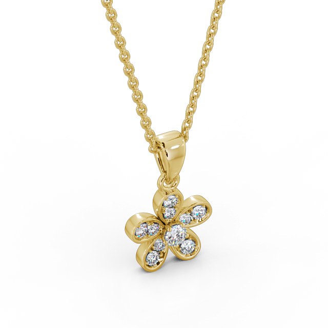 Floral Design Diamond Pendant 9K Yellow Gold - Tosca PNT87_YG_FLAT
