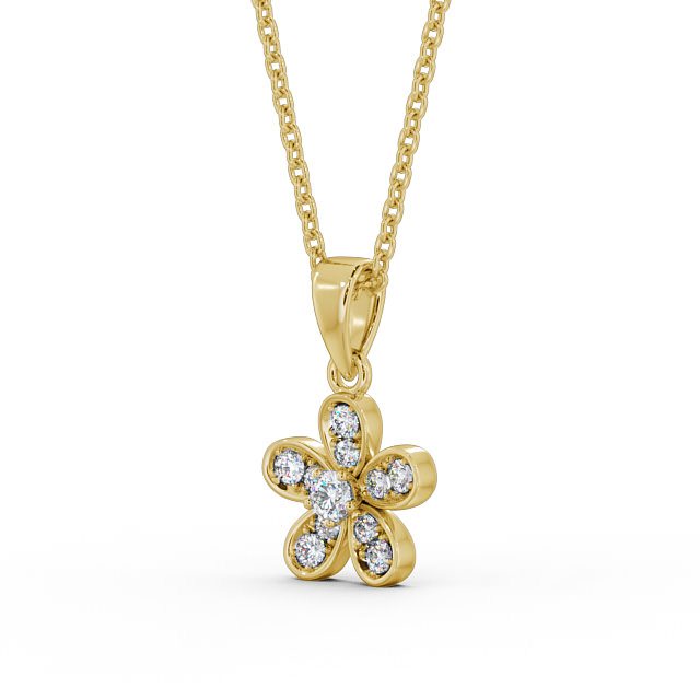 Floral Design Diamond Pendant 9K Yellow Gold - Tosca PNT87_YG_SIDE