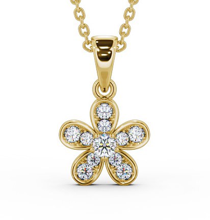  Floral Design Diamond Pendant 18K Yellow Gold - Tosca PNT87_YG_THUMB2 