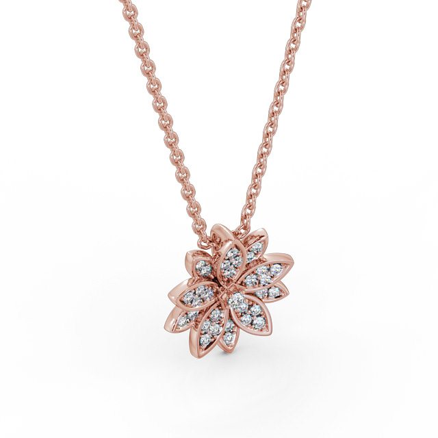 Floral Design Diamond Pendant 18K Rose Gold - Gloria PNT89_RG_FLAT