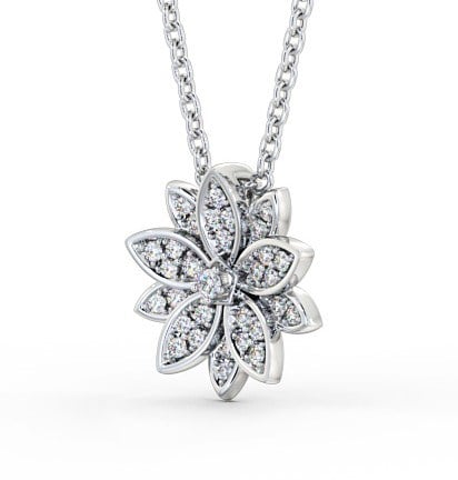  Floral Design Diamond Pendant 18K White Gold - Gloria PNT89_WG_THUMB1 