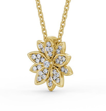 Floral Design Diamond Pendant 9K Yellow Gold - Gloria PNT89_YG_THUMB1