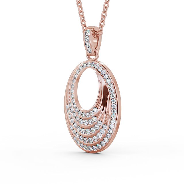 Oval Drop Style 0.35ct Diamond Pendant 18K Rose Gold - Leola PNT90_RG_SIDE