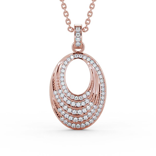 Oval Drop Style 0.35ct Diamond Pendant 18K Rose Gold - Leola PNT90_RG_UP