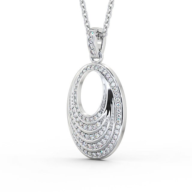 Oval Drop Style 0.35ct Diamond Pendant 9K White Gold - Leola PNT90_WG_SIDE