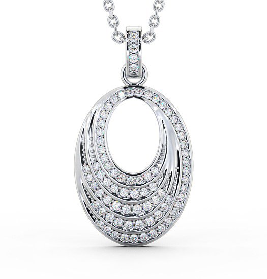  Oval Drop Style 0.35ct Diamond Pendant 18K White Gold - Leola PNT90_WG_THUMB2 