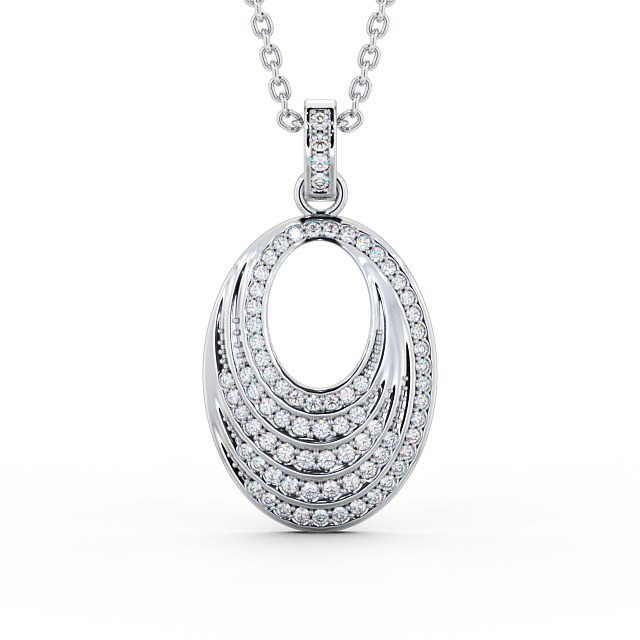 Oval Drop Style 0.35ct Diamond Pendant 9K White Gold - Leola PNT90_WG_UP