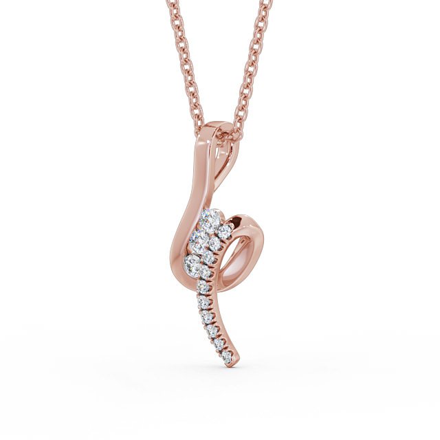 Drop Style Diamond Pendant 9K Rose Gold - Solena PNT92_RG_SIDE