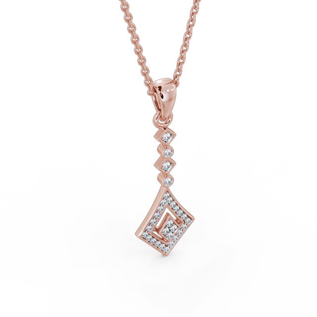 Drop Style 0.15ct Diamond Pendant 9K Rose Gold - Neive PNT93_RG_FLAT