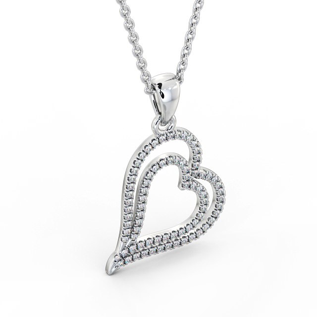 Heart Shaped Diamond Pendant 18K White Gold - Luana PNT94_WG_FLAT