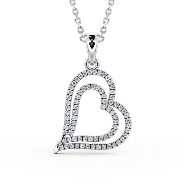 Heart Shaped Diamond Pendant 18K White Gold - Luana PNT94_WG_UP