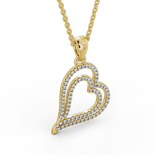 Heart Shaped Diamond Pendant 9K Yellow Gold - Luana PNT94_YG_FLAT
