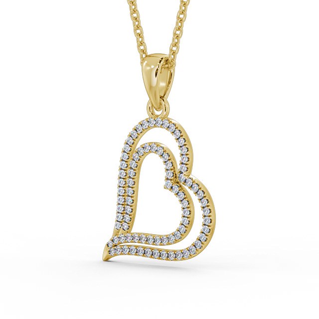 Heart Shaped Diamond Pendant 9K Yellow Gold - Luana PNT94_YG_SIDE