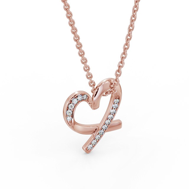 Heart Shaped Diamond Pendant 9K Rose Gold - Darina PNT95_RG_FLAT