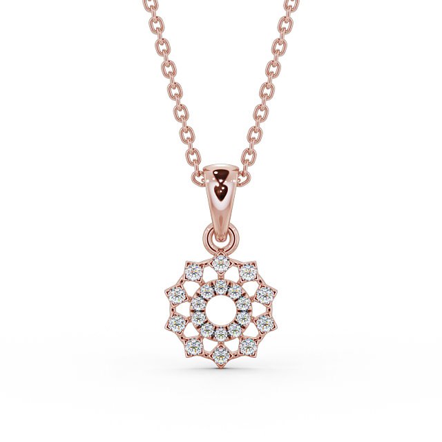 Floral Design Diamond Pendant 9K Rose Gold - Evelin PNT97_RG_UP