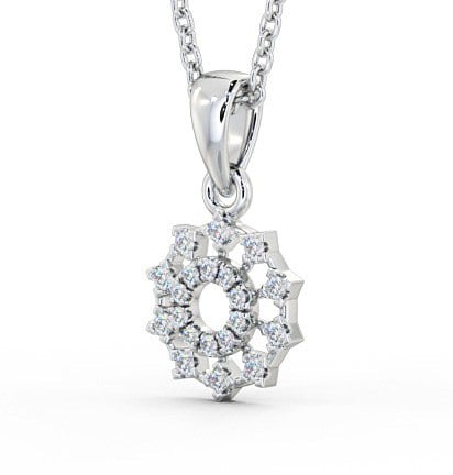  Floral Design Diamond Pendant 18K White Gold - Evelin PNT97_WG_THUMB1 