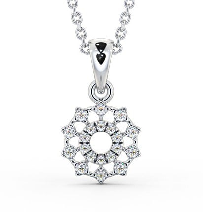  Floral Design Diamond Pendant 18K White Gold - Evelin PNT97_WG_THUMB2 