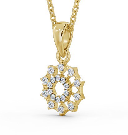 Floral Design Diamond Pendant 9K Yellow Gold - Evelin PNT97_YG_THUMB1