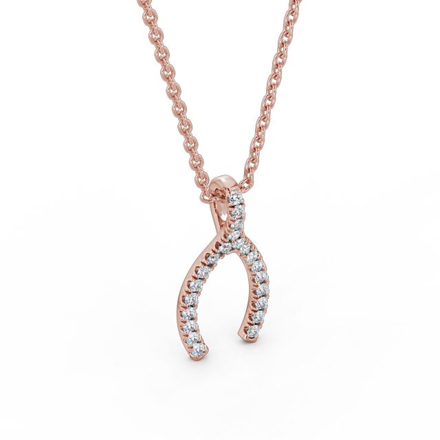 Wishbone Style Diamond Pendant 18K Rose Gold - Merida PNT98_RG_FLAT