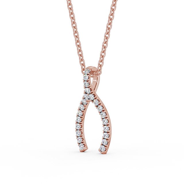 Wishbone Style Diamond Pendant 18K Rose Gold - Merida PNT98_RG_SIDE