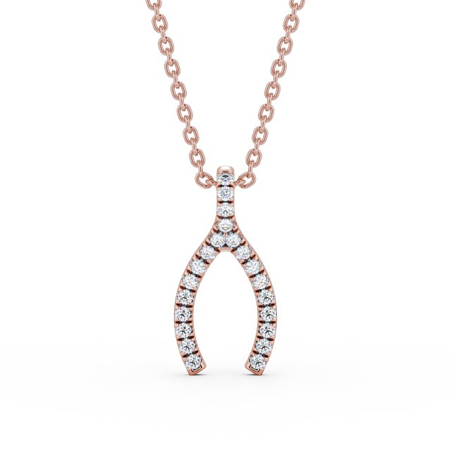 Wishbone Style Diamond Pendant 18K Rose Gold - Merida PNT98_RG_UP