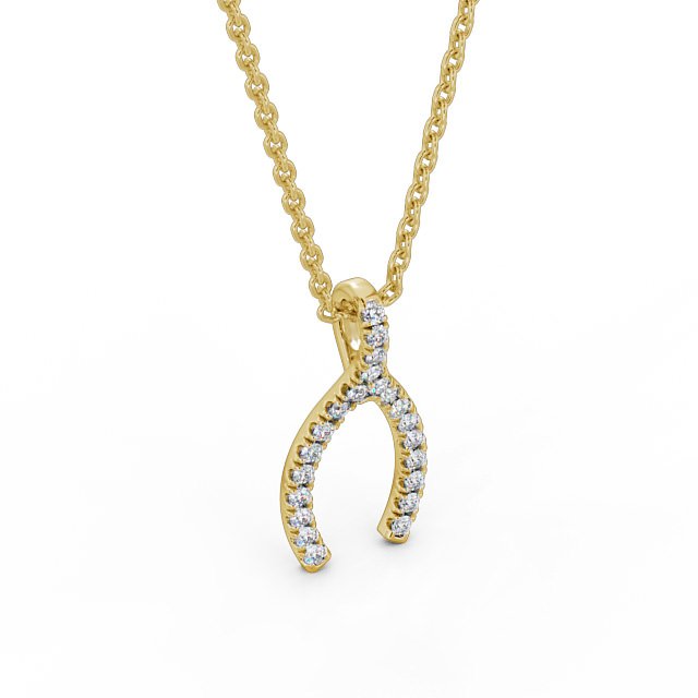 Wishbone Style Diamond Pendant 9K Yellow Gold - Merida PNT98_YG_FLAT