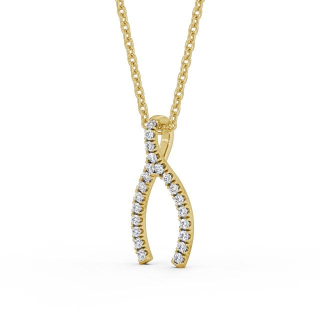 Wishbone Style Diamond Pendant 9K Yellow Gold - Merida PNT98_YG_SIDE