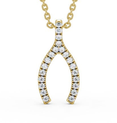  Wishbone Style Diamond Pendant 18K Yellow Gold - Merida PNT98_YG_THUMB2 