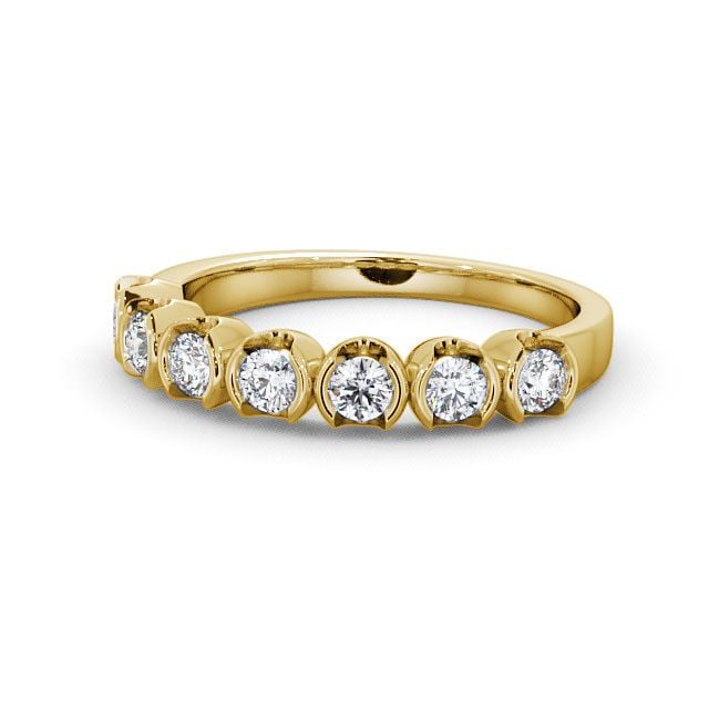 Seven Stone Round Diamond Ring 18K Yellow Gold - Franche SE11_YG_FLAT
