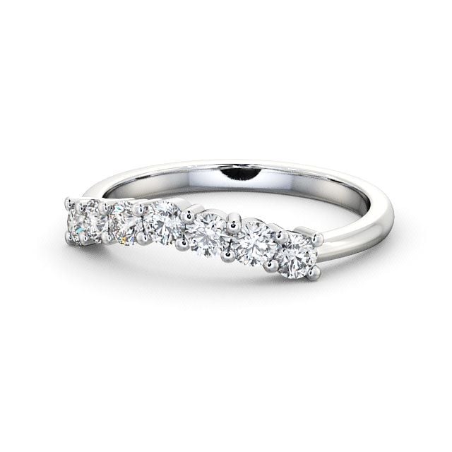 Seven Stone Round Diamond Ring 9K White Gold - Matfen SE12_WG_FLAT