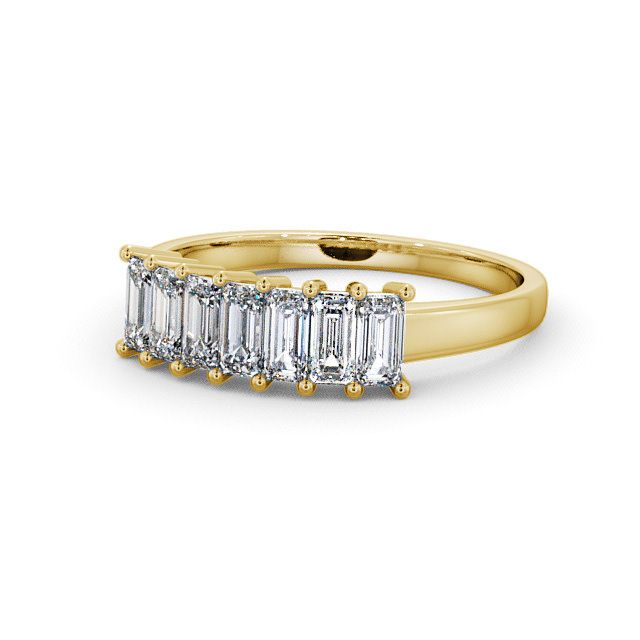 Seven Stone Emerald Diamond Ring 18K Yellow Gold - Aberargie SE14_YG_FLAT